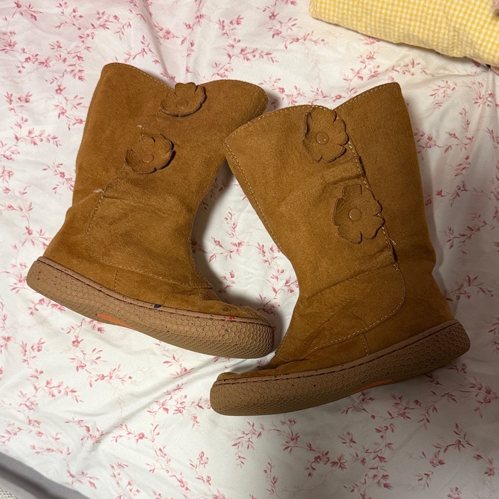 Livie & Luca Tan Boots with Floral Details